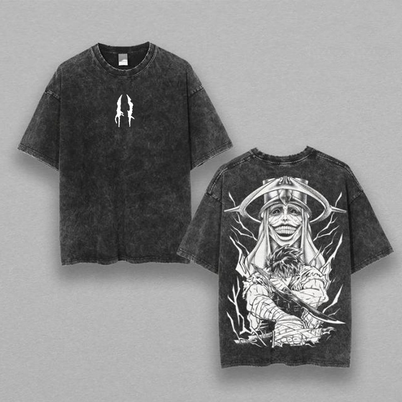 Sung Jin Woo x Solo Leveling Anime Oversize Polera Lavada