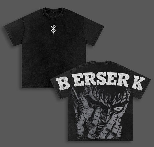 Berserk Guts Black Swordsman Polera Lavada Vintage