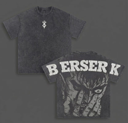 Berserk Guts Black Swordsman Polera Lavada Vintage