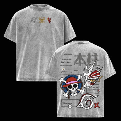 Bleach,One piece, Naruto AnimeWashed Polera