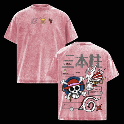 Bleach,One piece, Naruto AnimeWashed Polera