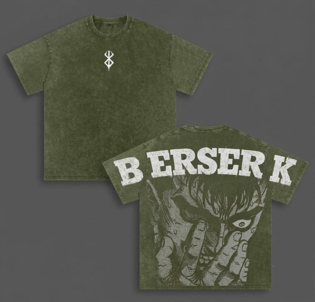 Berserk Guts Black Swordsman Polera Lavada Vintage